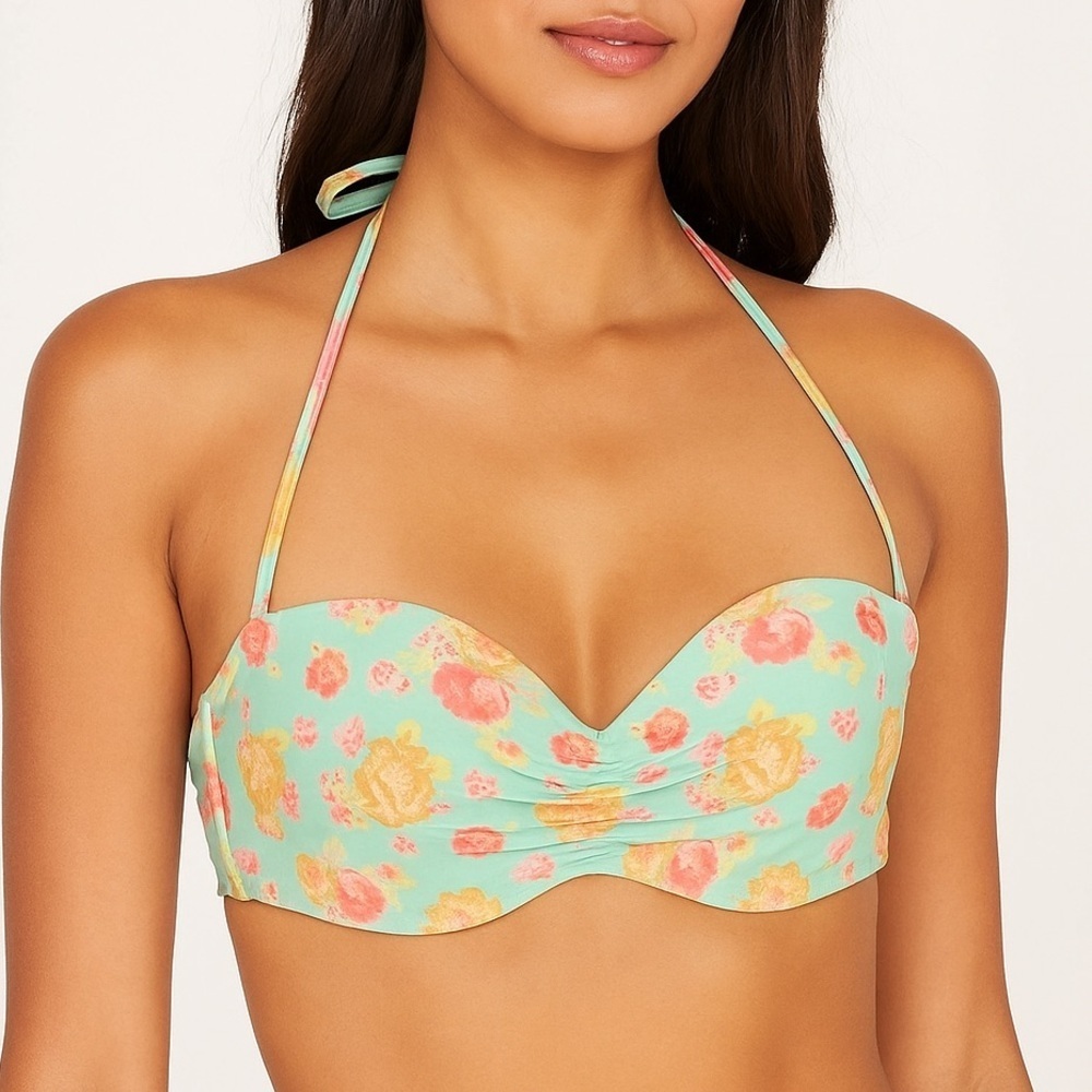 Aldo Green and Pink Retro Floral Bikini